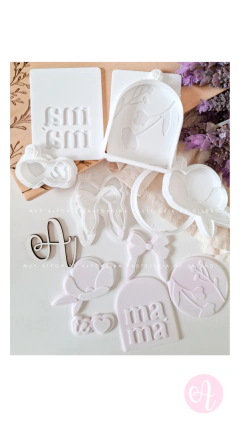SET Cortante + Stamps Mini pasteleria Dia de Mamá Shabby - comprar online