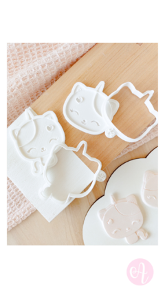 Set Cortantes + Stamps Gatito Unicornio Mini Pasteleria