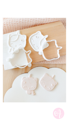 Set Cortantes + Stamps Gatito Unicornio Mini Pasteleria on internet