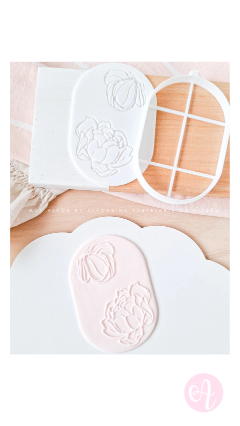 Stamp + Cortante Siluetas Flores LINEAL OVAL - comprar online
