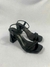 Sandália Trançada Preta Salto Cone - comprar online