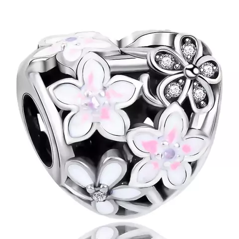 Charm Corazón y Flores S925 - comprar online