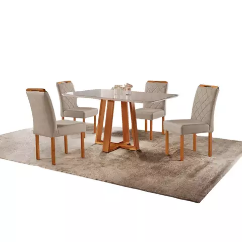 Sala de Jantar Turmalina Com Tampo de Vidro - 6 Cadeiras