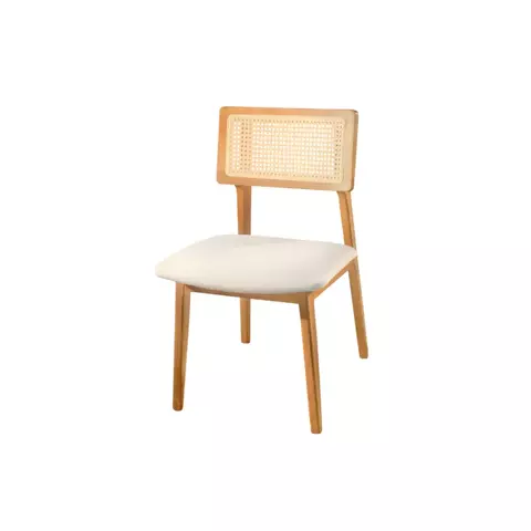 Cadeira Iris em Madeira Maciça com Encosto em Rattan