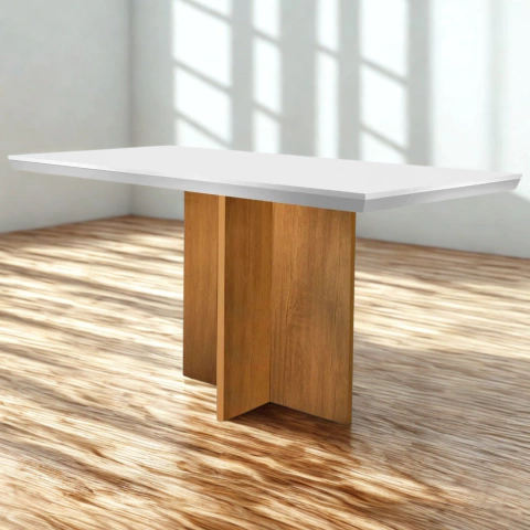 Mesa Bia com Tampo de Vidro