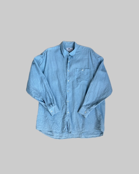 camisa azul bebê 100% linho