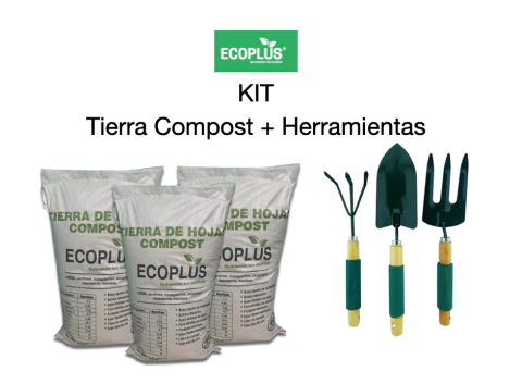 Tierra de hoja 3 sacos + herramientas