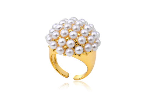 Anel pérolas dourado