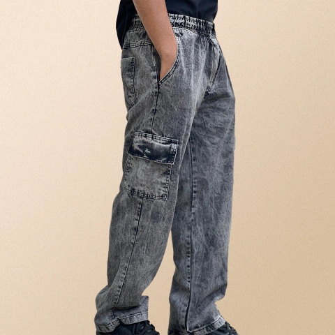 Calça Cargo Jeans Estonado