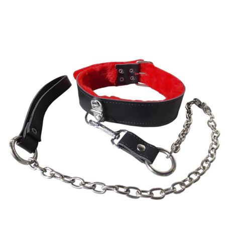 Collar Con Peluche Y Correa Cadena Con Mosquetón Bdsm - comprar online