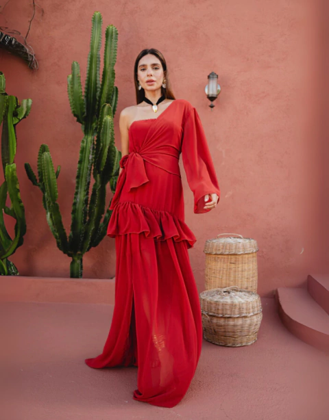 Vestido Recortes Babados - comprar online