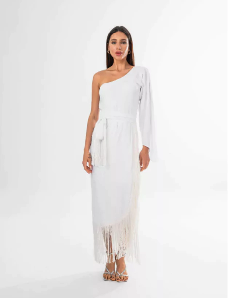 Vestido Franjas Um Ombro Só - comprar online