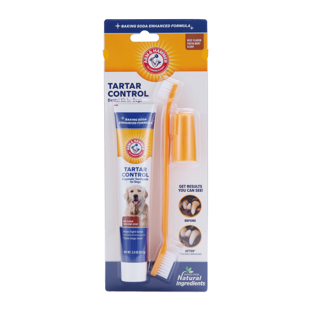 Kit para Controle de Tártaro: Pasta de Dente Enzimática + Escova Dupla + Dedeira - ARM & HAMMER