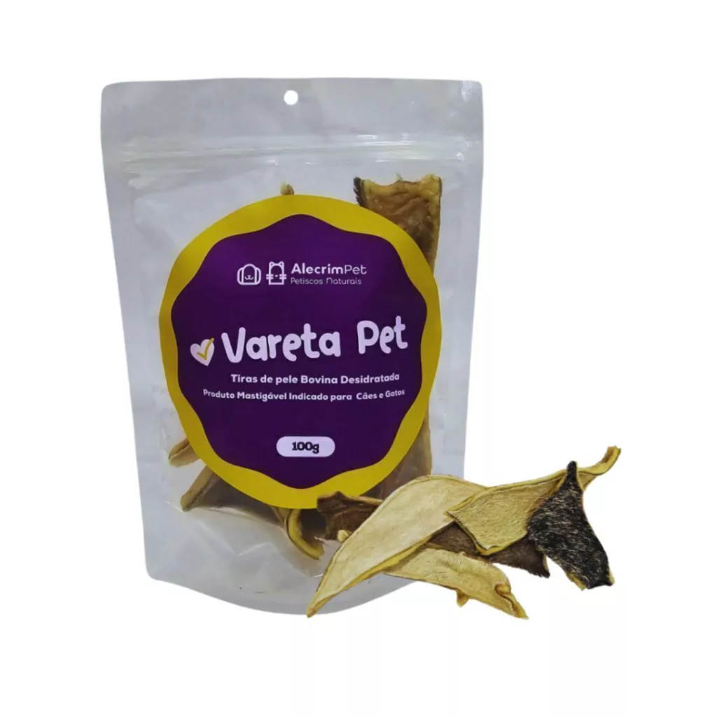 Tiras de pele bovina 100g - Vareta Pet - Alecrim Pet