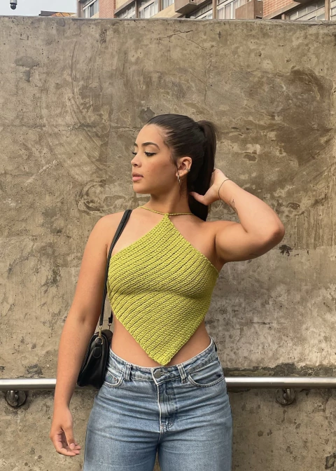 CROPPED TRIANGULAR EM CROCHÊ - VERDE - comprar online