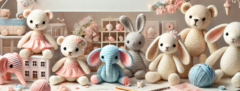Banner da categoria Bonecas, Bichinhos, Personagens e Chaveiros em Crochê (Amigurumi)