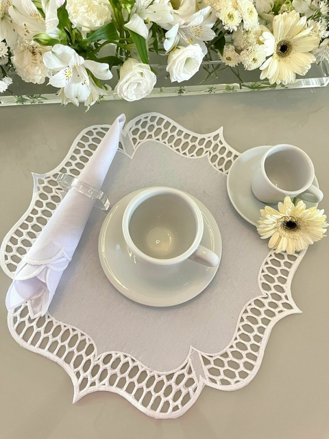 Kit Americano e guardanapo Rechilieu Branco - Casinha de Abelha