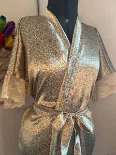 Robe estampado manga curta + renda (peça única)