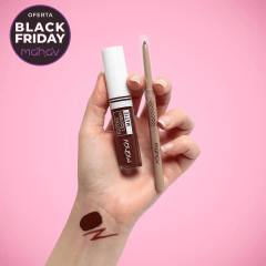 Combo Lápis Delineador Retrátil para Lábios Bombom + Batom Líquido Matte Mahav Cor Chocolate - comprar online