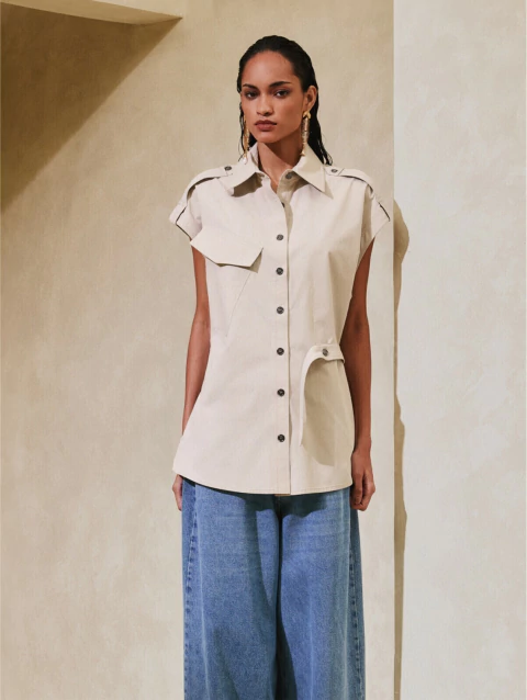 Camisa sem manga algodão martingale - Cordoce