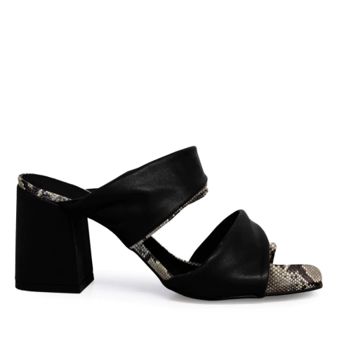 Sandália Mule Salto Bloco Médio Couro - comprar online