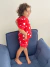 Pijama Infantil Americano Curto Vermelho Coração