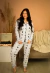 Pijama Longo Americano Cinza Corações Pretos - loja online