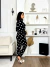 Pijama Longo Americano Preto e Branco de Corações