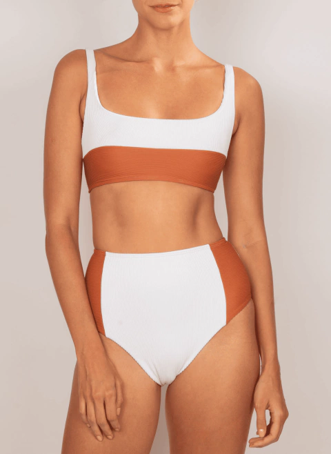 Top Matilda e Calcinha Isabela Ostra Canelado BIO - Conjunto