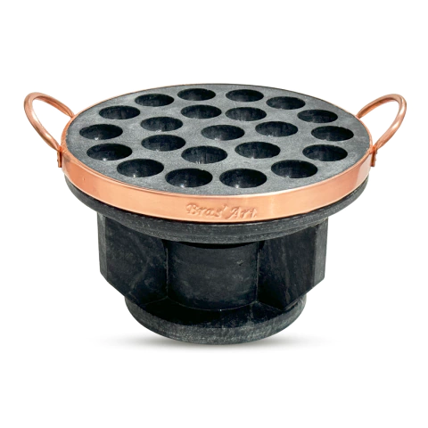 Kit Provolera Para Queijo 27 cm + Rechaud De Pedra Sabão