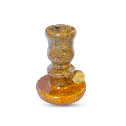 Castiçal De Pedra Sabão Pequeno Reto Envernizado