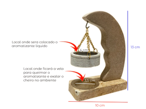 Aromatizador Difusor De Pedra Sabão Lua Pequeno Para Essencia Casa Sempre Cheirosa