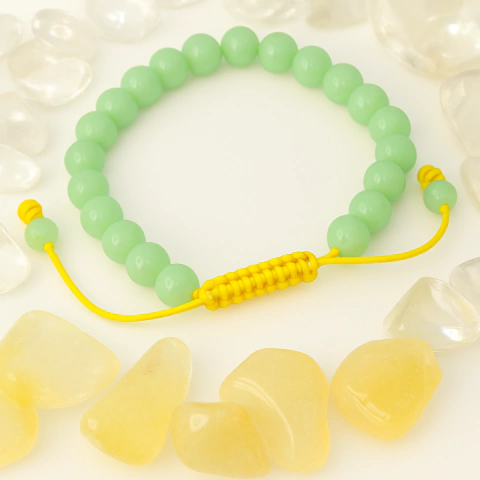 Pulsera con cuentas de piedras semipreciosas JADE y nudo corredizo - comprar online