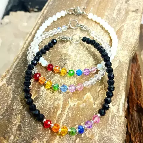 Pulsera Armonia de Cristales 7 Chakras con tanza metálica - comprar online