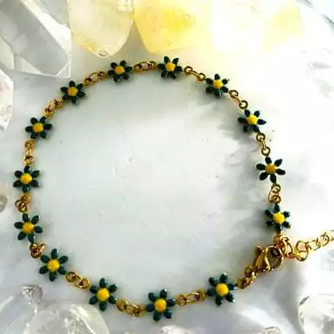 Pulsera Flores de acero quirúrgico dorado - comprar online
