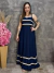 Vestido Longo Faixas Bordadas