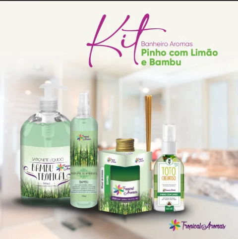 Kit Banheiro Pinho Com Limão E Bambu