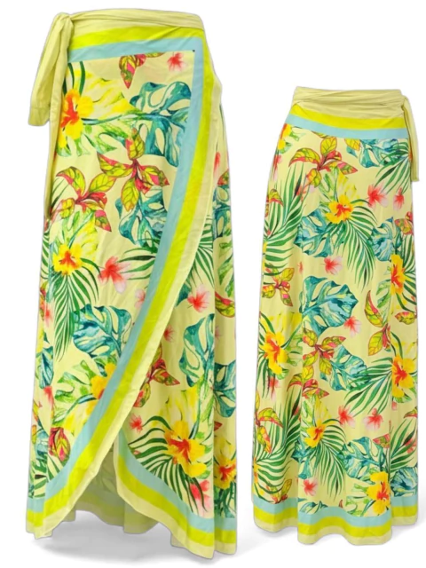 Saia Pareô Transpassado Estampa Localizada 008