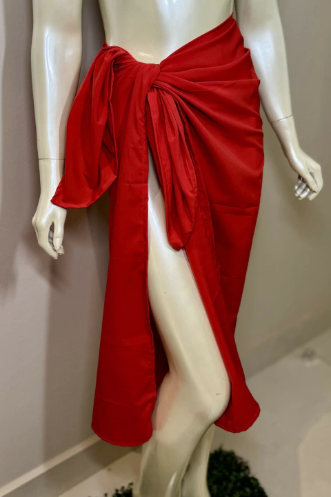 Pareô Lenço Crepe Vermelho