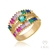 Anel Elyse Dourado Zirconia Esmeralda