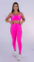 Conjunto Fitness Top Básico e Calça Básica Zig zag Rosa Neon