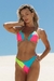 Top Cortininha com Bojo e Tanga Lateral Larga Bahamas Neon