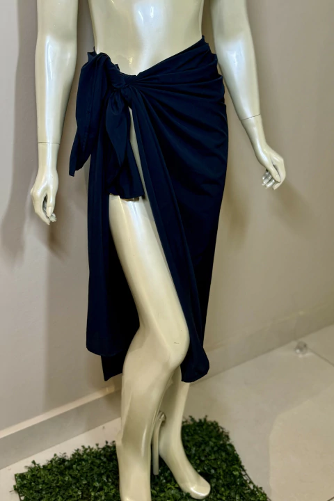 Pareô Lenço Crepe Azul Marinho