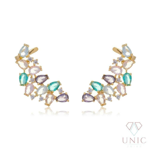 Brinco Ear Cuff Delight Dourado Zircônia Colors