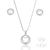 Conjunto Circle Heart Zircônia Ródio