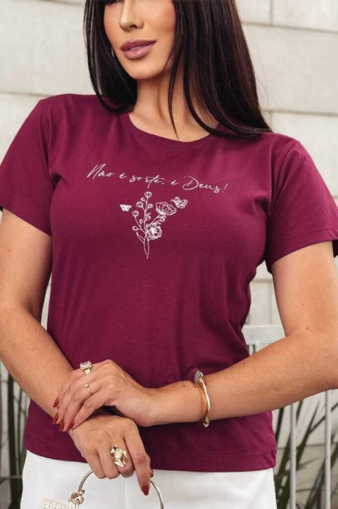 T-shirt/camiseta 100 % Algodão Não é sorte ,é Deus-Açai