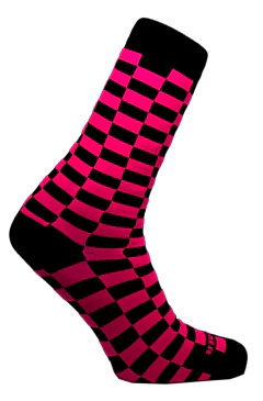 Meia Xadrez Preto e Rosa Cano Médio Partenza