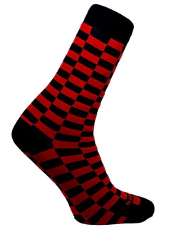 Meia Xadrez Preto e Vermelho Cano Médio Partenza