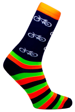 Meia Bike Stripes Laranja Cano Médio Partenza