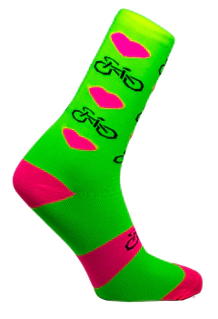 Meia Love Bike Amarelo Neon Cano Médio Partenza